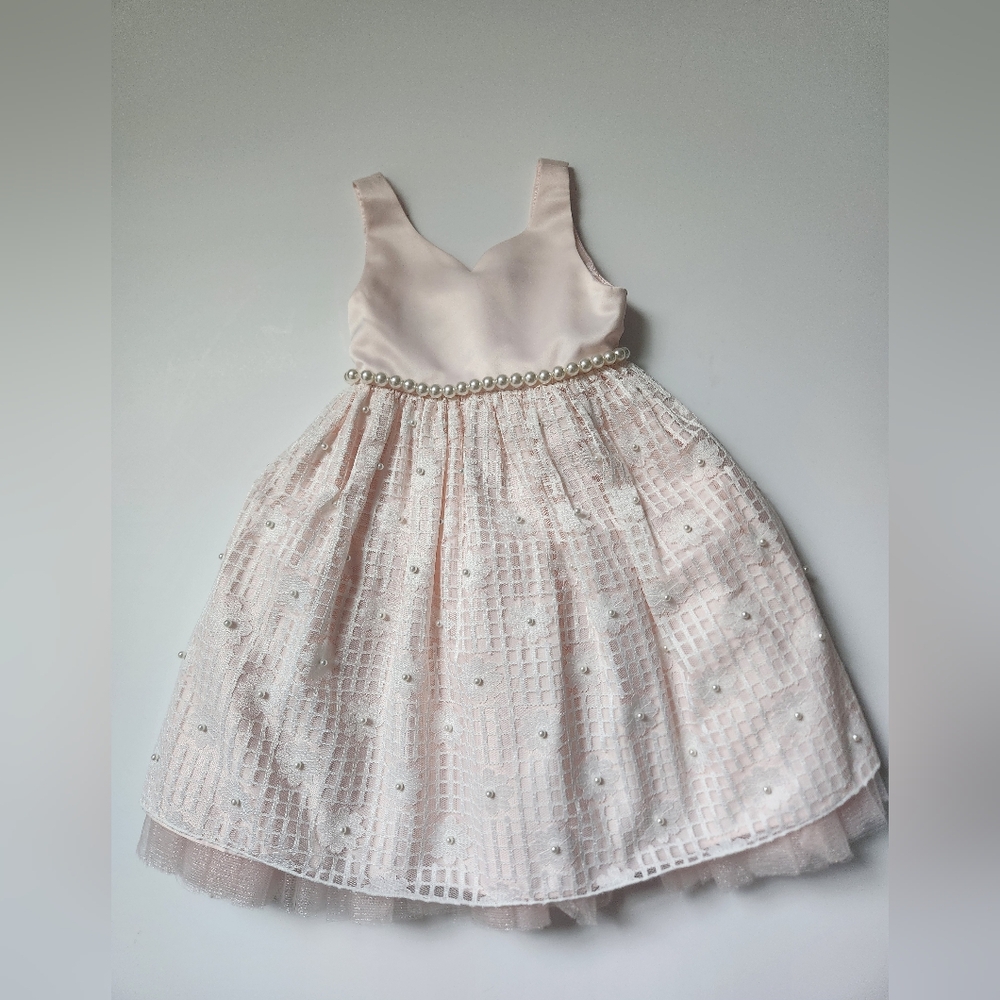 American Princess Pearl and‎ Lace Blush Pink Toddler Dress Size 4